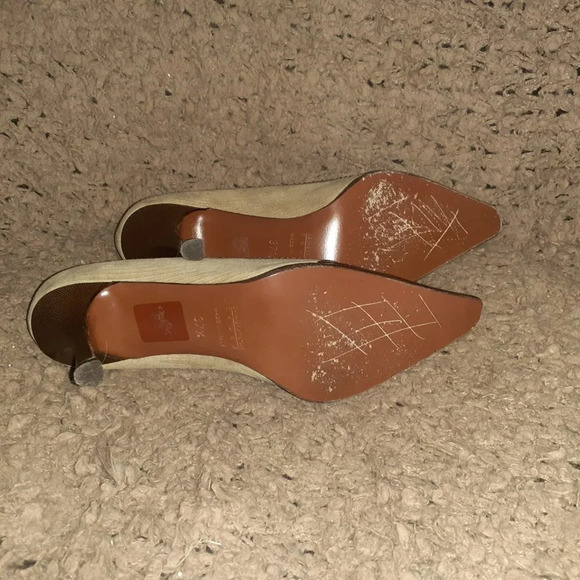 LAMBERTSON TRUEX-Brown Leather-Beige Suede-Snip Toe Brogue Pump-Sz37.5-Excellent - Picture 7 of 7